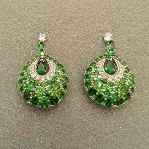 Sparkling Green Teardrop Earrings -New, Never worn, stored well
